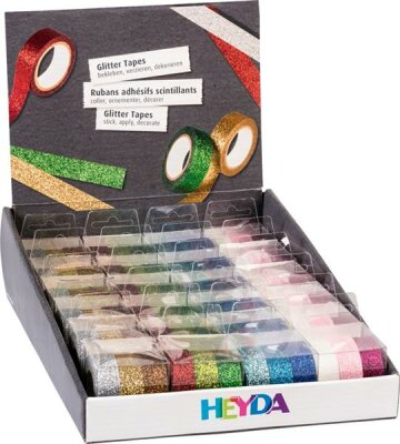 HEYDA 203584378 Display Glitter Tapes Display: 20 x 23 x 22 cm Rollen: 3 m x 15 mm