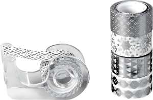 Deko Tapes Mini Weihnachten jede Rolle 3 m x 12 mm silber glänzend