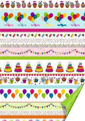 HEYDA 204772201 Motivkarton Party Linien 50 x 70 cm bunt