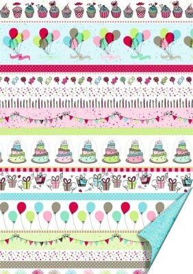 HEYDA 204772203 Motivkarton Party Linien 50 x 70 cm pastell