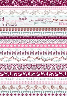 HEYDA 204772602 Motivkarton Just Married Bordüre A4 (21 x 31 cm inkl. Codierleiste) rot