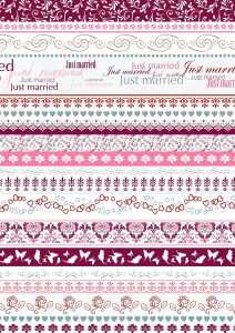 Motivkarton Just Married Bordüre A4 rot