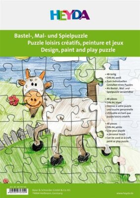 HEYDA 204870704 Puzzle zum Basteln Malen und Spielen A4 weiss