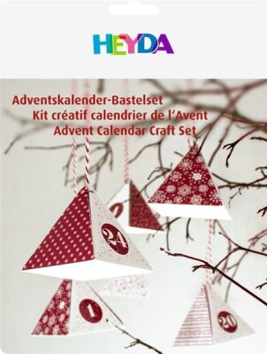 HEYDA 204870760 Adventskalender -Bastel-Set 8 x 8 x 9 cm Packung 20 x 27 cm rot/weiss