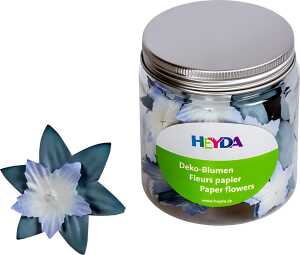 Deko-Blumen Ø 25 42 cm Dose Ø 7 cm blau weiss (je Farbe 40 Stück)