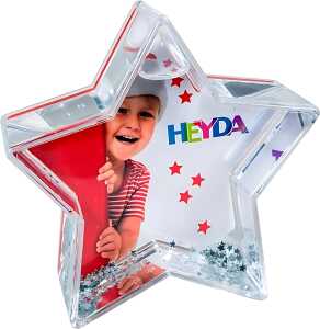 Schneekugel Funkelstern 10 x 10 cm Display ca. 20 x 17 x 26 cm Acryl