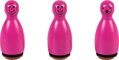 HEYDA 204888630 Stempel-Figuren Gesichter Holz farbig lackiert pink