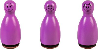 HEYDA 204888634 Stempel-Figuren Gesichter Holz farbig lackiert violett