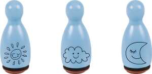 HEYDA Stempel-Figuren Sonne Mond & Wolke Holz farbig lackiert