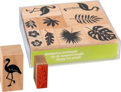 HEYDA 204888684 Stempel-Set Dschungel 12 x 10 x 3 cm Holz