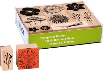 HEYDA 204888690 Stempel-Set Blumen 12 x 10 x 3 cm Holz