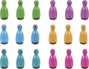 HEYDA 204888698 Stempel-Figuren Gesichter Holz farbig lackiert