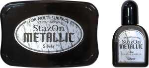 TSUKINEKO Stempelkissen StazOn 10 x 6 cm silberfarben metallic