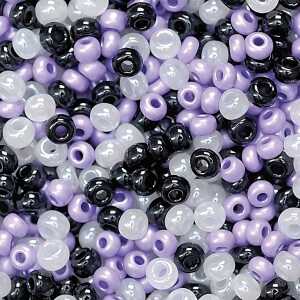 Böhmische Rocailles Ø 25 mm Glas lila schwarz weiss-gemischt