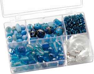 Sortimentsbox Glasperlen klein 115 x 75 x 25 cm Glas hellblau