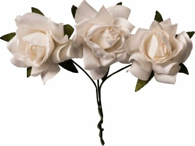 KNORR PRANDELL 217611000 Blüte am Draht-Stiel Papierrose Ø 25 cm Papier weiss