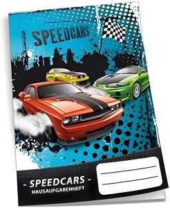 Color-Hausaufg.heft Speedcars A5, 96 Seiten mit Klarsichtumschlag