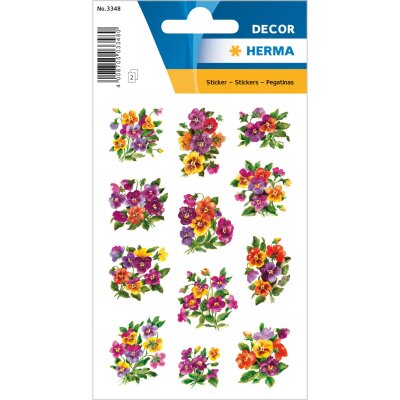 Herma Sticker DECOR Blumen Veilchengestecke beglimmert 3 Bl