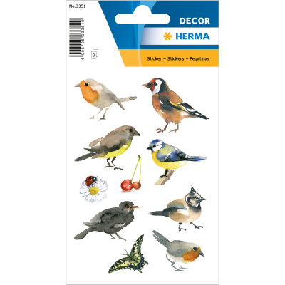 Herma Sticker DECOR Tiere Aquarell Vögel 3 Bl