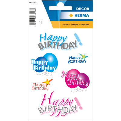 Herma Sticker DECOR Happy Birthday 3 Bl