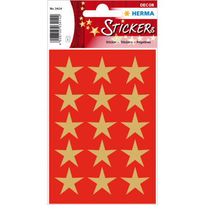 Herma DECOR Sticker STERNE 5-ZACKIG, GOLD Ø22 mm