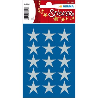 Herma DECOR Sticker STERNE 5-ZACKIG, SILBER Ø22 mm