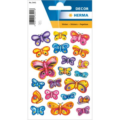 Herma Schmucketikett DECOR Sticker Design Schmetterlinge 3Bl 1Pack