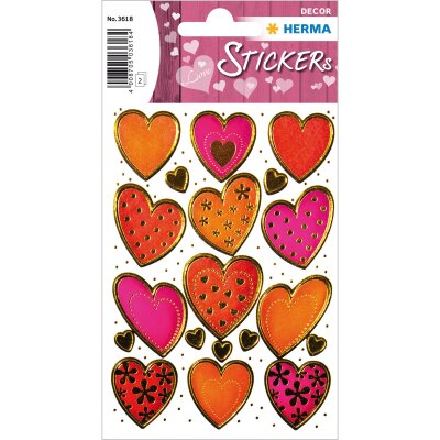 Herma Sticker DECOR Love Herzen Goldprägung 2 Bl