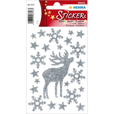 Herma MAGIC Sticker WEIHN. HIRSCH, GLITTERY