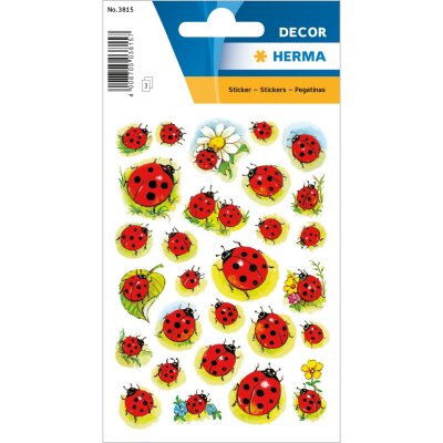 Herma Sticker DECOR Tiere Marienkäfer und Blume 3 Bl