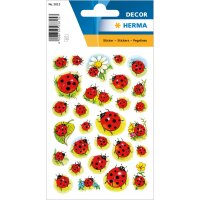 Herma Sticker DECOR Tiere Marienkäfer und Blume 3 Bl