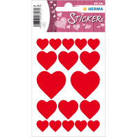 Herma Sticker DECOR Love Herzen rot 3 Bl