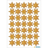 Herma Sticker DECOR Weihnachten Sterne gold Ø 16 mm beglimmert 1 Bl