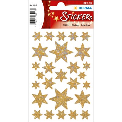 Herma Sticker DECOR Weihnachten Sterne gold Irisfolie 1 Bl