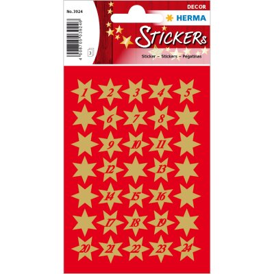 Herma DECOR Sticker STERNE ADVENTSKALENDERZAHLEN, GOLD