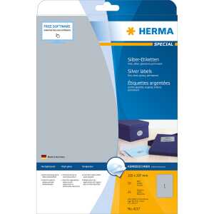 Herma Etiketten permanent 210 x 297 mm Folie silber 25 Bl 25 Etik.