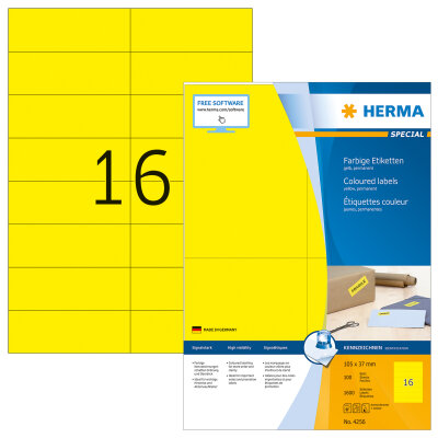 Herma FARBIGE ETIKETTEN A4 100 105x37 GELB