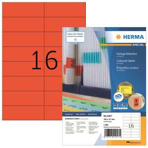 Herma Etiketten permanent 105 x 37 mm rot 100 Bl 1600 Etik.