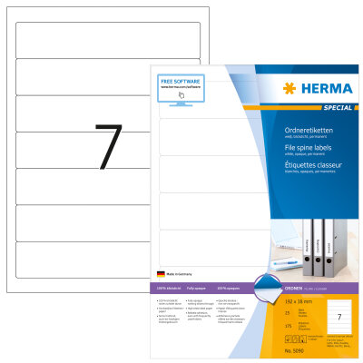 Herma Ordnerrückenschilder permanent haftend 192 x 38 mm weiss 100 Bl 700 Etik. LaserInkCopy