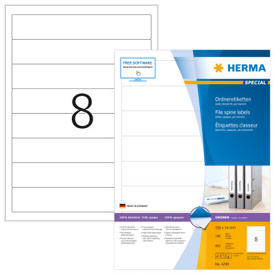 Herma ORDNERETIKETTEN A4 100 192x34 WEISS