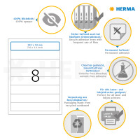 Herma Ordnerrückenschilder permanent haftend 192 x 34 mm weiss 100 Bl 800 Etik. LaserInkCopy