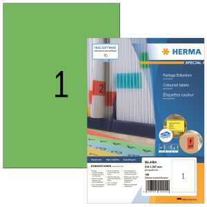 Herma Etiketten permanent haftend 210 x 297 mm grün 100 Bl 100 Etik.
