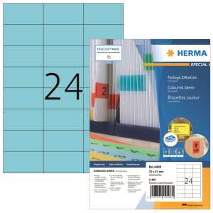 Herma Etiketten permanent 70 x 37 mm blau 100 Bl 2400 Etik.