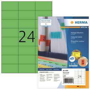 Herma Etiketten permanent 70 x 37 mm grün 100 Bl 2400 Etik.