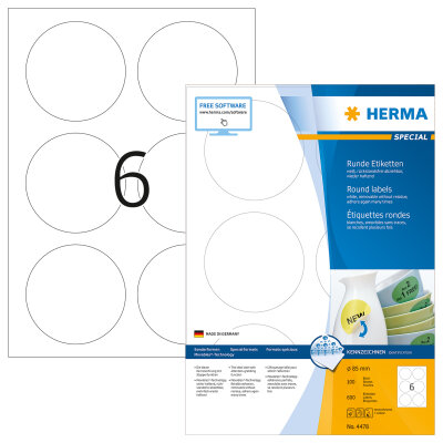 Herma ABLÖSBARE ETIKETTEN A4 100 Ø 85 RUND