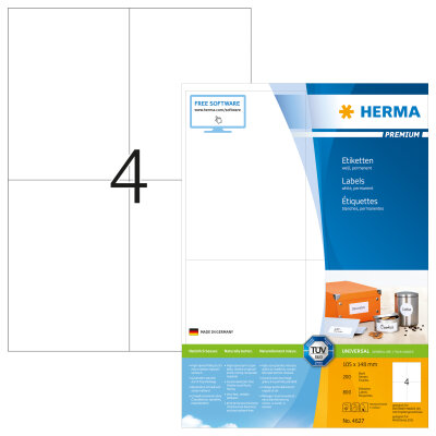 Herma Etiketten permanent haftend 105 x 148 mm weiss PREMIUM 200 Bl 800 Etik. LaserInkCopy