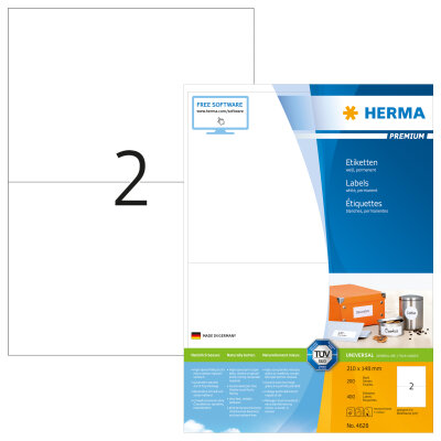 Herma Etiketten permanent haftend 210 x 148 mm weiss PREMIUM 200 Bl 400 Etik. LaserInkCopy