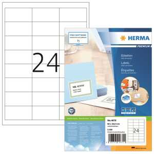 Herma Etiketten permanent 66 x 33,8 mm weiss PREMIUM 100 Bl 2400 Etik.