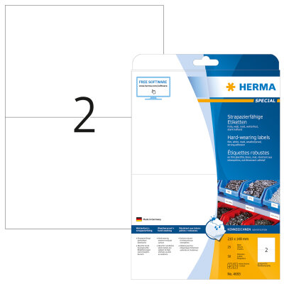 Herma Etiketten stark haftend 210 x 148 mm Folie weiss strapazierfähig 25 Bl 50 Etik. LaserCopy