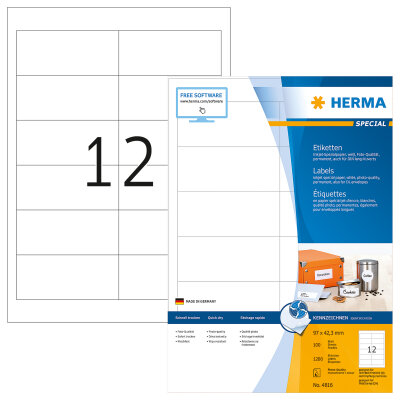 Herma INKJET ETIKETTEN A4 100 97x42,3